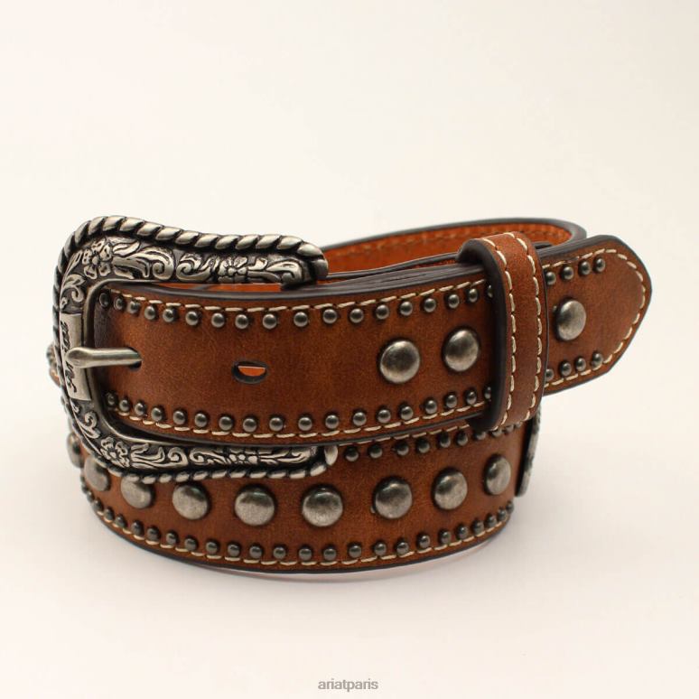 RJ66P4160 ceinture à médaillon coeur Ariat accessoires brun enfants