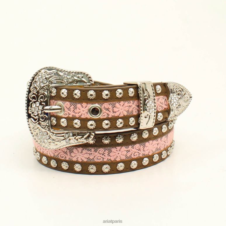 RJ66P4162 ceinture à clous en dentelle Ariat accessoires brun enfants