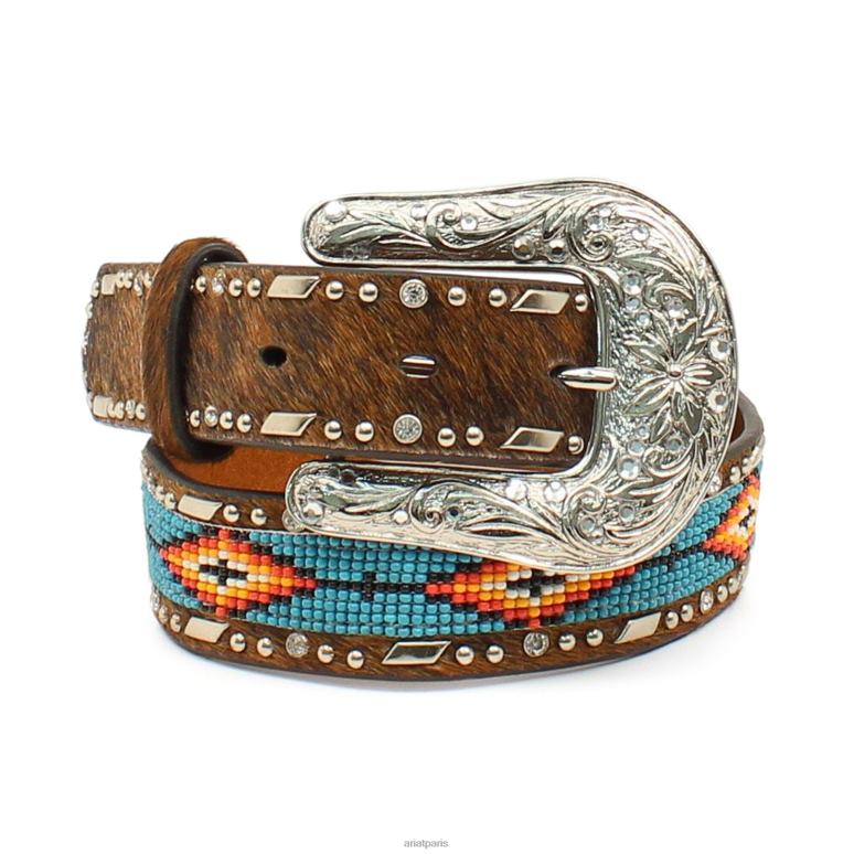 RJ66P4169 ceinture à cheveux en perles sud-ouest Ariat accessoires brun enfants