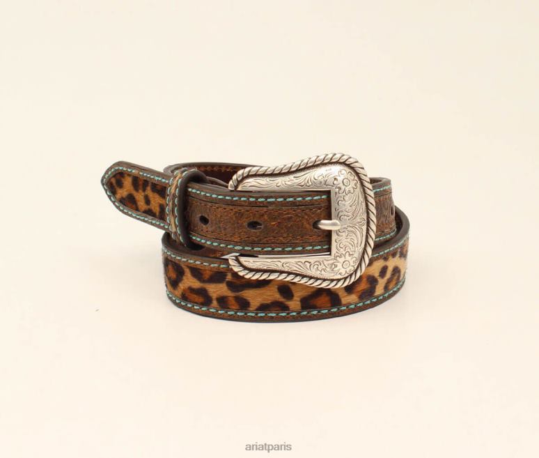 RJ66P4171 ceinture léopard étroite Ariat accessoires brun enfants