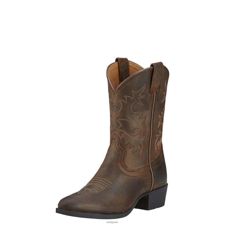 RJ66P3829 botte western western patrimoniale Ariat chaussure marron vieilli enfants