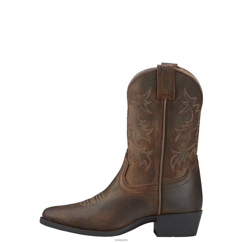 RJ66P3829 botte western western patrimoniale Ariat chaussure marron vieilli enfants