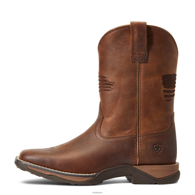 RJ66P3830 botte western hymne patriote Ariat chaussure marron vieilli enfants