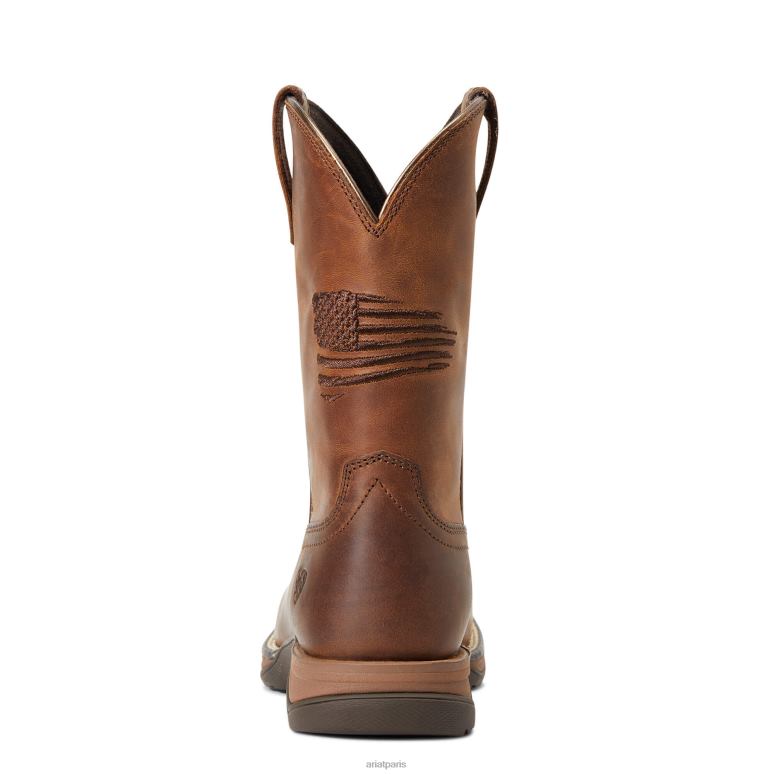 RJ66P3830 botte western hymne patriote Ariat chaussure marron vieilli enfants