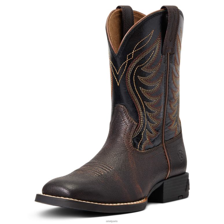 RJ66P3832 botte western amos Ariat chaussure teinté à la main en rouge - marron enfants