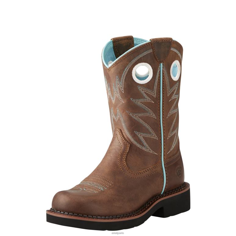 RJ66P3844 probablement une botte western Ariat chaussure marron vieilli enfants