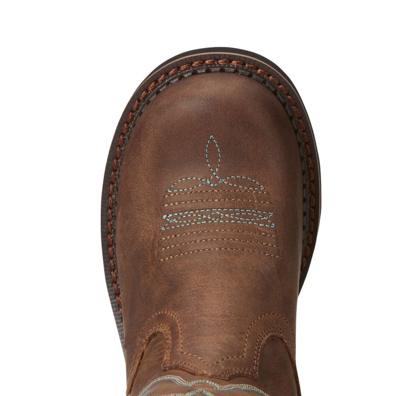 RJ66P3844 probablement une botte western Ariat chaussure marron vieilli enfants