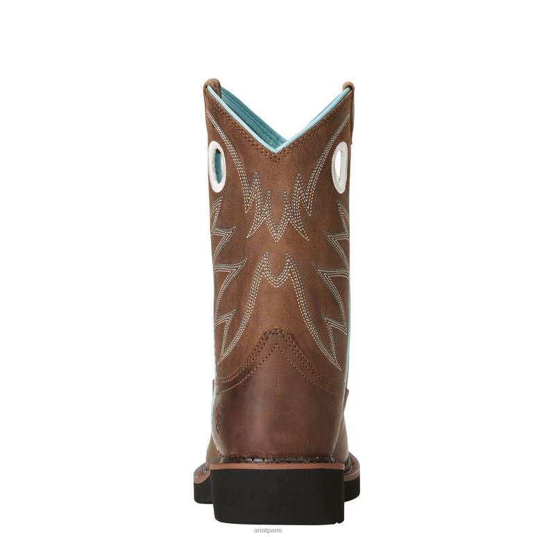 RJ66P3844 probablement une botte western Ariat chaussure marron vieilli enfants