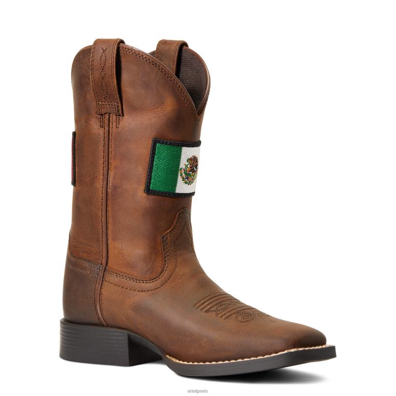 RJ66P3848 botte western orgullo mexicano ii Ariat chaussure marron vieilli enfants