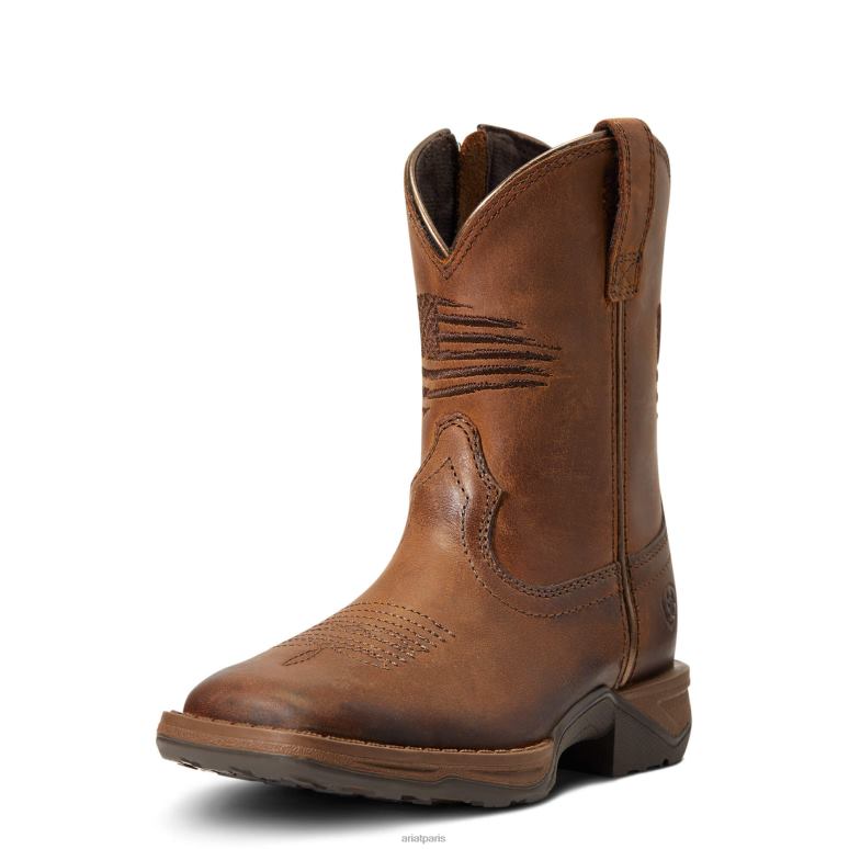 RJ66P3871 botte western hymne patriote Ariat chaussure marron vieilli enfants