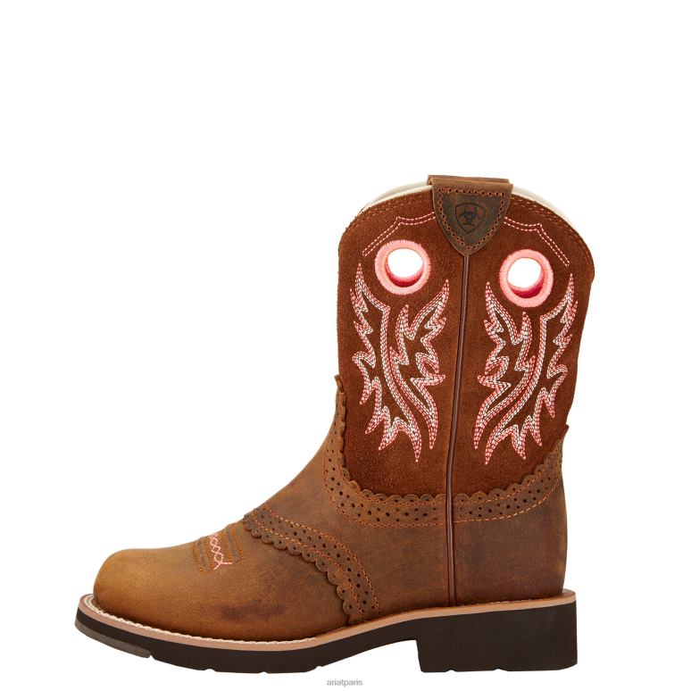 RJ66P3895 botte western de cowgirl fatbaby Ariat chaussure marron poudré enfants