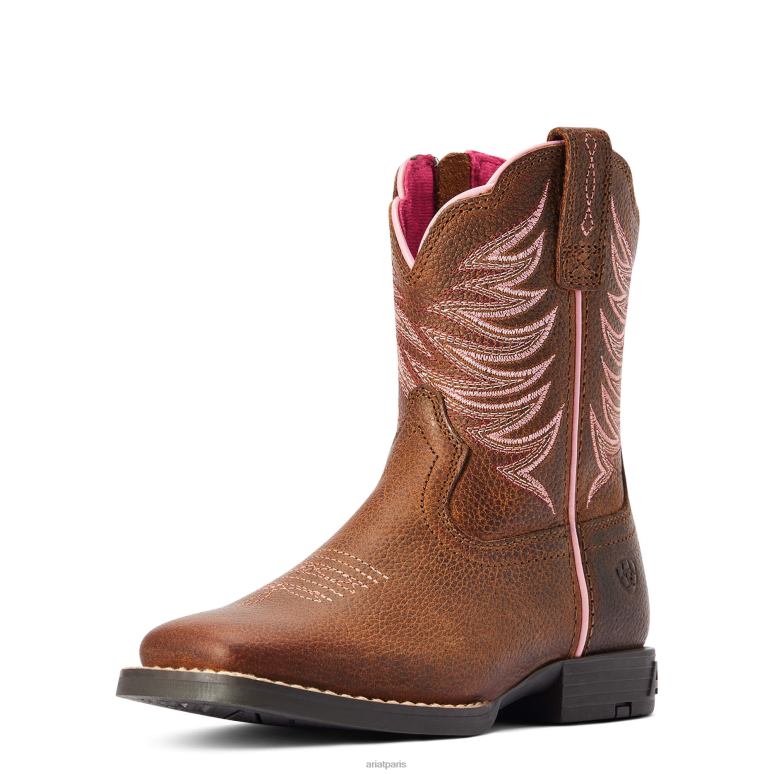 RJ66P3918 botte western pompier enfant Ariat chaussure brun tapageur enfants