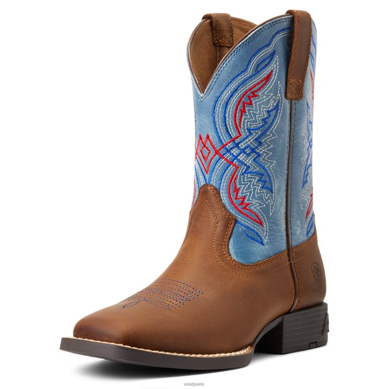 RJ66P3926 botte western à double kicker Ariat chaussure marron vieilli enfants