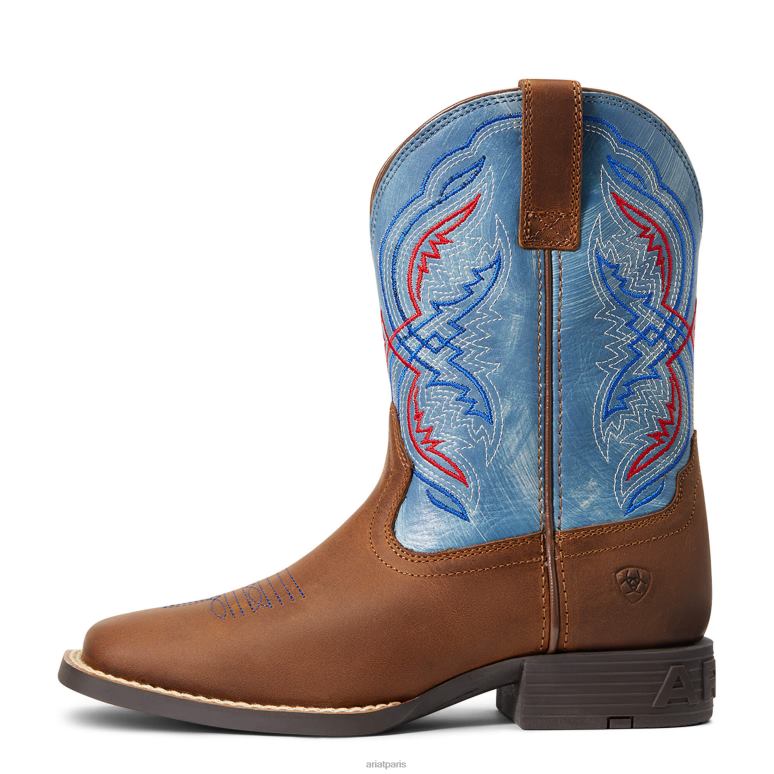 RJ66P3926 botte western à double kicker Ariat chaussure marron vieilli enfants