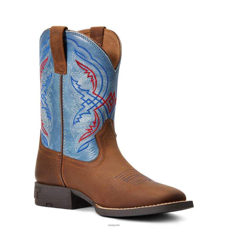 RJ66P3926 botte western à double kicker Ariat chaussure marron vieilli enfants