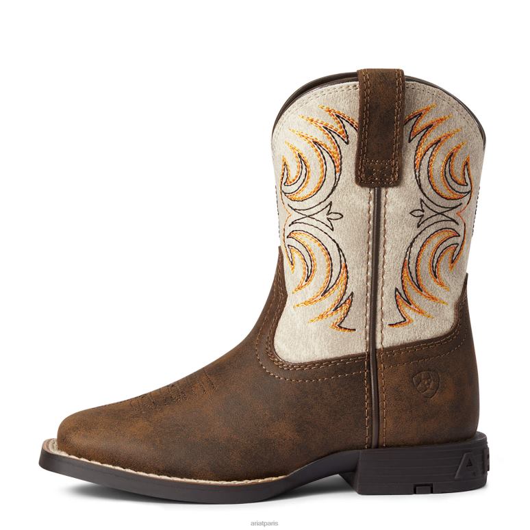 RJ66P3933 botte western tempête enfant Ariat chaussure marron antique enfants