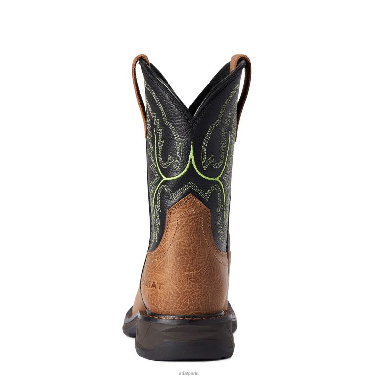 RJ66P3935 botte large à bout carré Workhog XT Ariat chaussure écorce roulée enfants