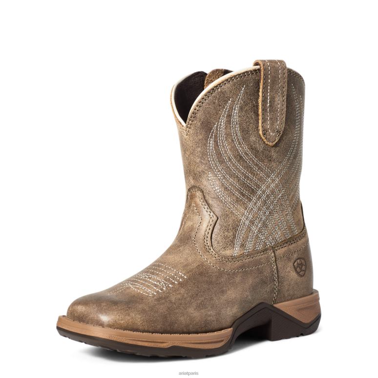 RJ66P3947 botte western hymne enfant Ariat chaussure bombardier marron enfants