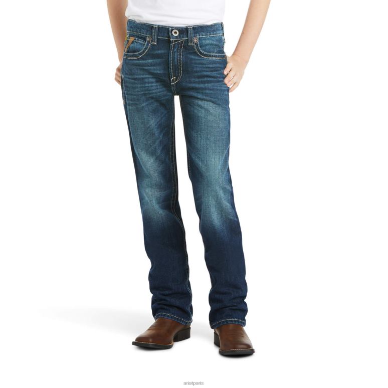 RJ66P3975 Jean coupe droite empilable B5 Slim Border Ariat collections cyclone enfants