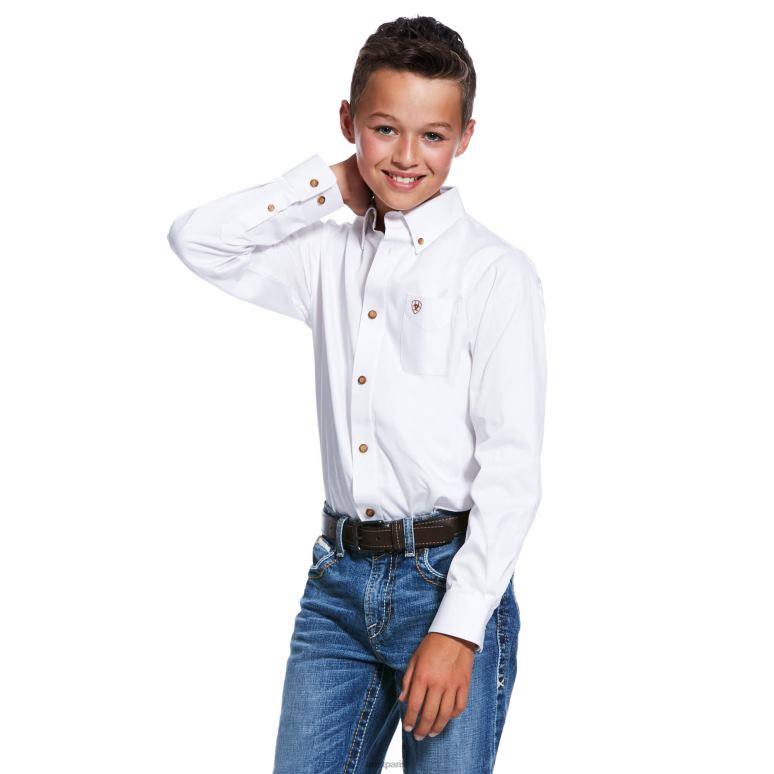 RJ66P4064 chemise coupe classique en sergé uni Ariat collections blanc enfants