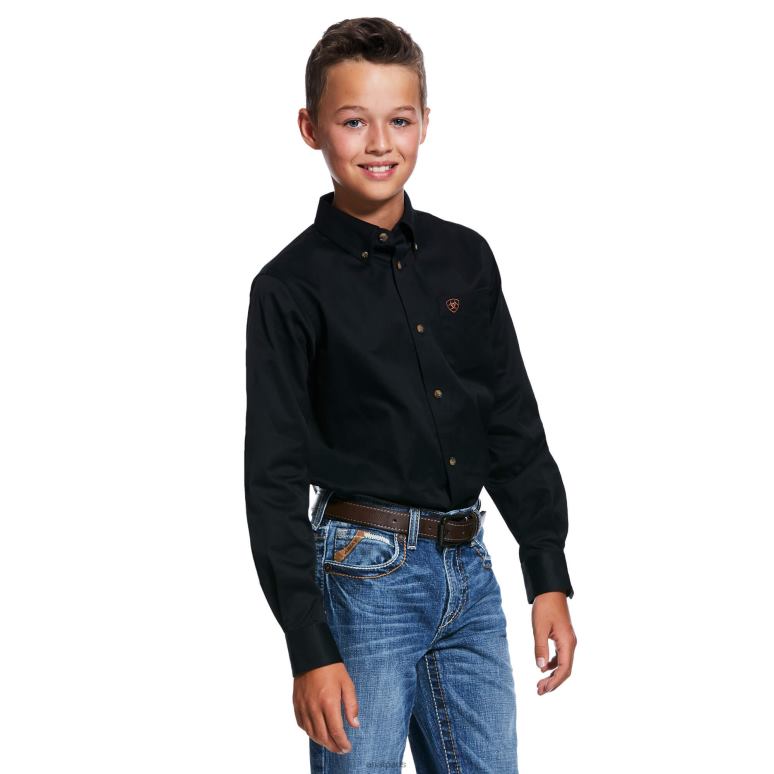 RJ66P4067 chemise coupe classique en sergé uni Ariat collections noir enfants