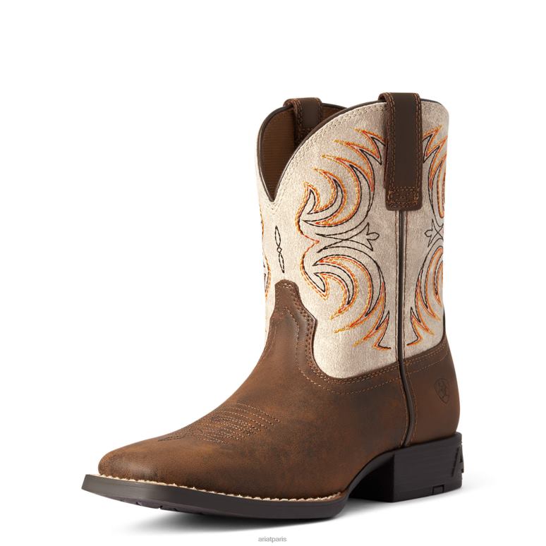 RJ66P3872 botte western tempête Ariat collections marron antique enfants