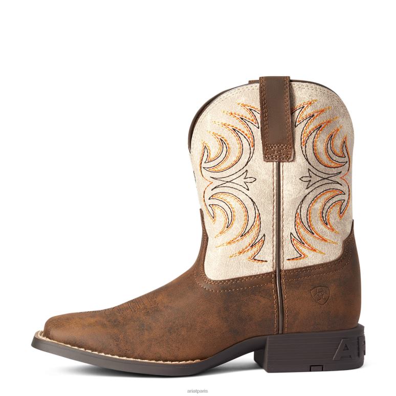 RJ66P3872 botte western tempête Ariat collections marron antique enfants