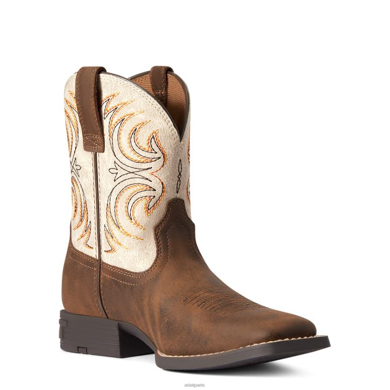 RJ66P3872 botte western tempête Ariat collections marron antique enfants