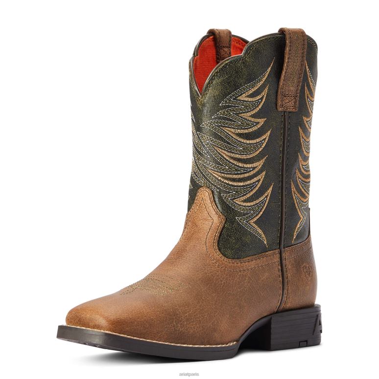 RJ66P3875 botte western firecatcher Ariat collections marron vieilli enfants