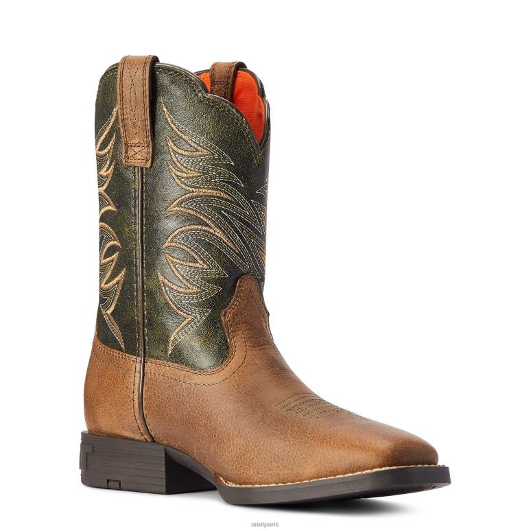RJ66P3875 botte western firecatcher Ariat collections marron vieilli enfants