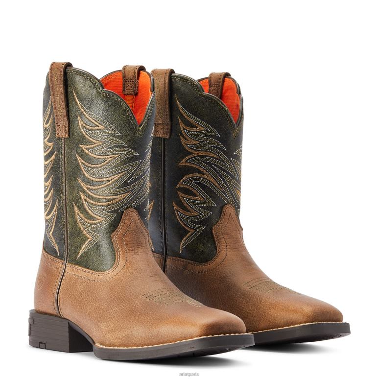 RJ66P3875 botte western firecatcher Ariat collections marron vieilli enfants