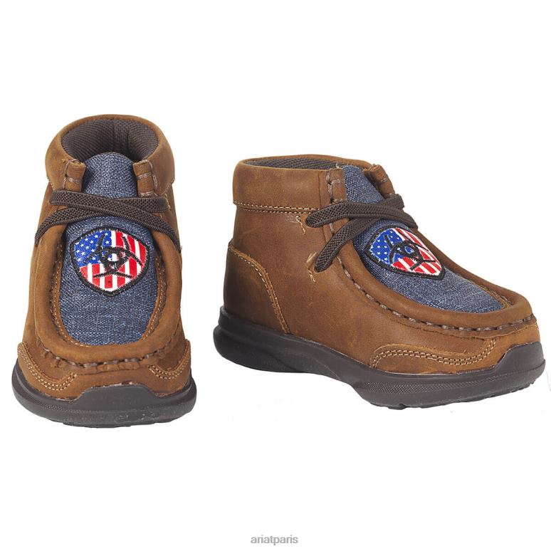 RJ66P3946 Lil Stompers Etats-Unis Spitfire Ariat collections brun enfants