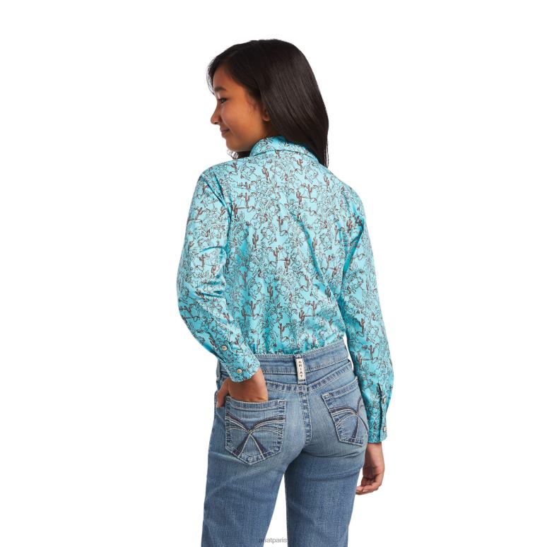 RJ66P4077 chemise bronc véritable Ariat vêtements amazonite tronçonnage bronc impression enfants
