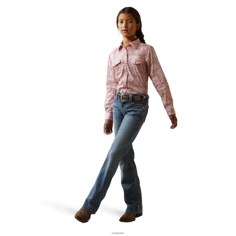 RJ66P4081 chemise à motif cachemire Ariat vêtements imprimé cachemire corail blush enfants