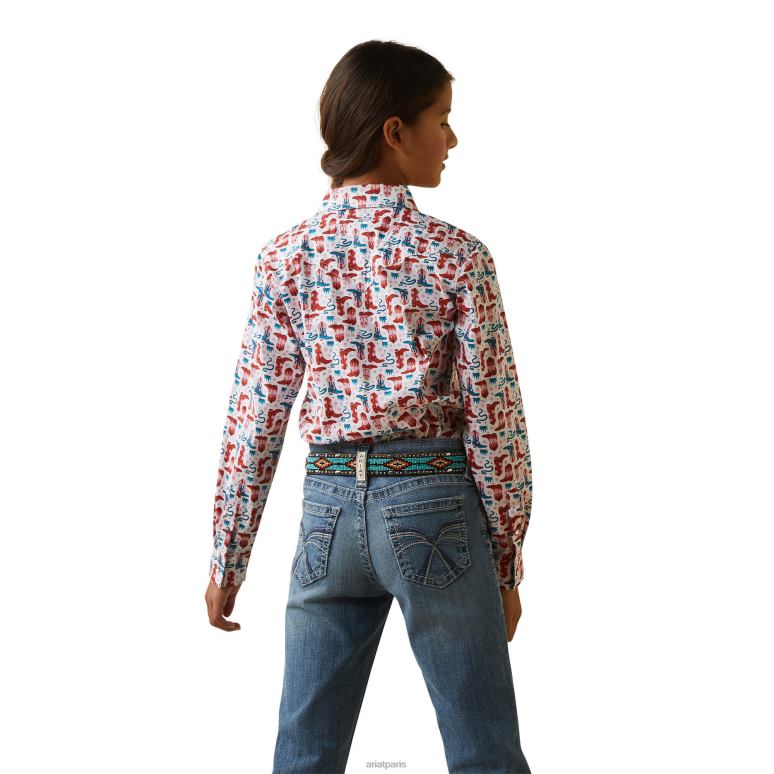 RJ66P4086 chemise Ariat vêtements bottes flamboyantes enfants