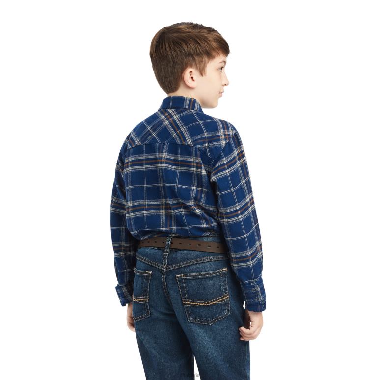 RJ66P4091 chemise coupe rétro holcombe Ariat vêtements bleu immobilier enfants