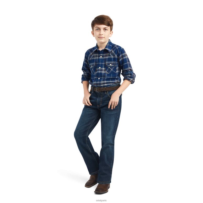 RJ66P4091 chemise coupe rétro holcombe Ariat vêtements bleu immobilier enfants
