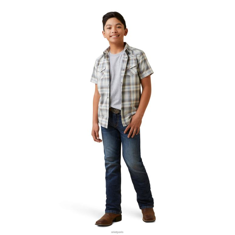 RJ66P4102 chemise rétro coupe hargo Ariat vêtements asperges blanches enfants