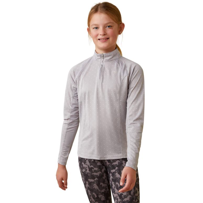 RJ66P4010 couche de base sunstopper 2.0 1/4 zip Ariat vêtements point d'applique argenté enfants