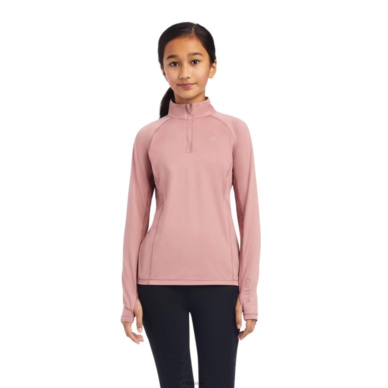 RJ66P4025 couche de base lowell 2.0 1/4 zip Ariat vêtements rose nostalgie enfants