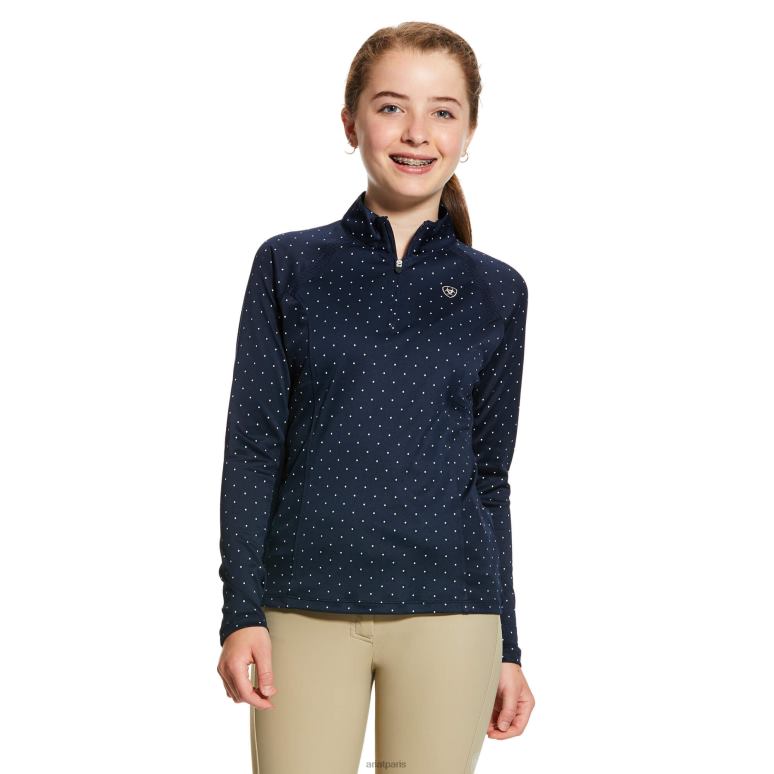 RJ66P4038 couche de base sunstopper 2.0 1/4 zip Ariat vêtements point bleu marine enfants