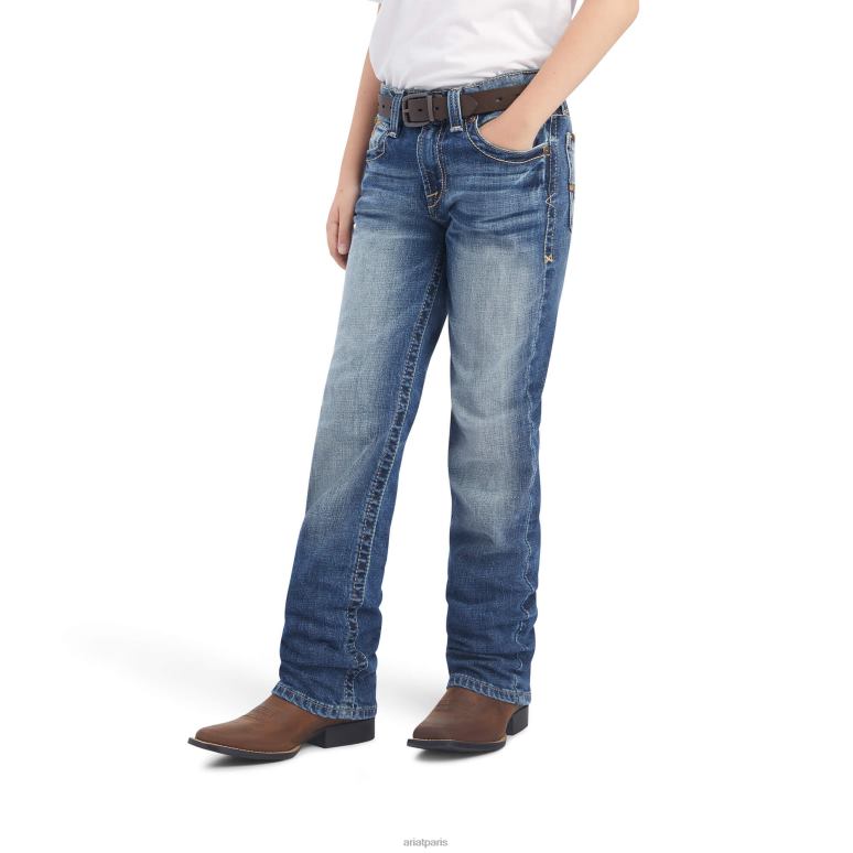 RJ66P3974 Jean coupe droite empilable B5 Slim Cutler Ariat vêtements dakota enfants