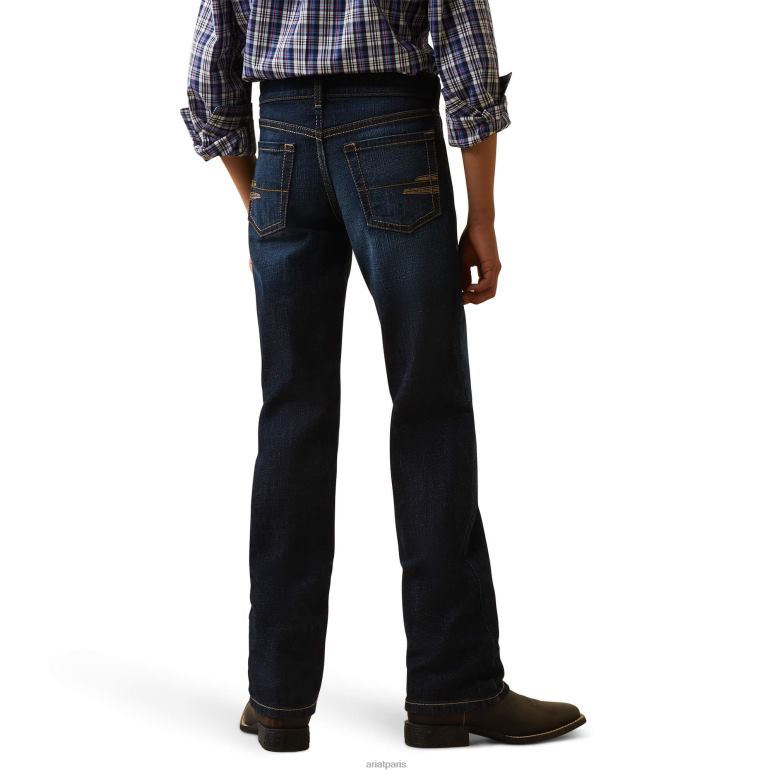 RJ66P3985 jean droit trevor slim b5 Ariat vêtements bleu minéral enfants