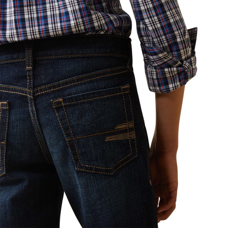 RJ66P3985 jean droit trevor slim b5 Ariat vêtements bleu minéral enfants