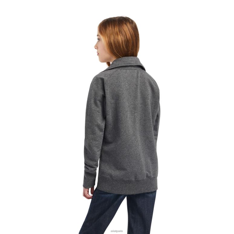 RJ66P4113 sweat entièrement zippé avec logo de l'équipe Ariat vêtements gris charbon enfants
