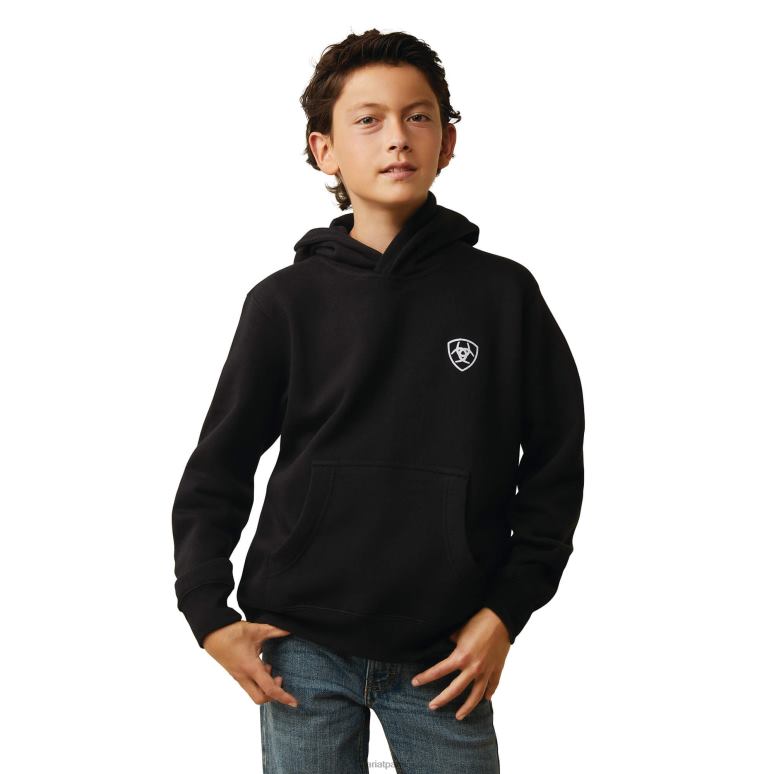 RJ66P4103 sweat à capuche bloc americana Ariat vêtements noir enfants