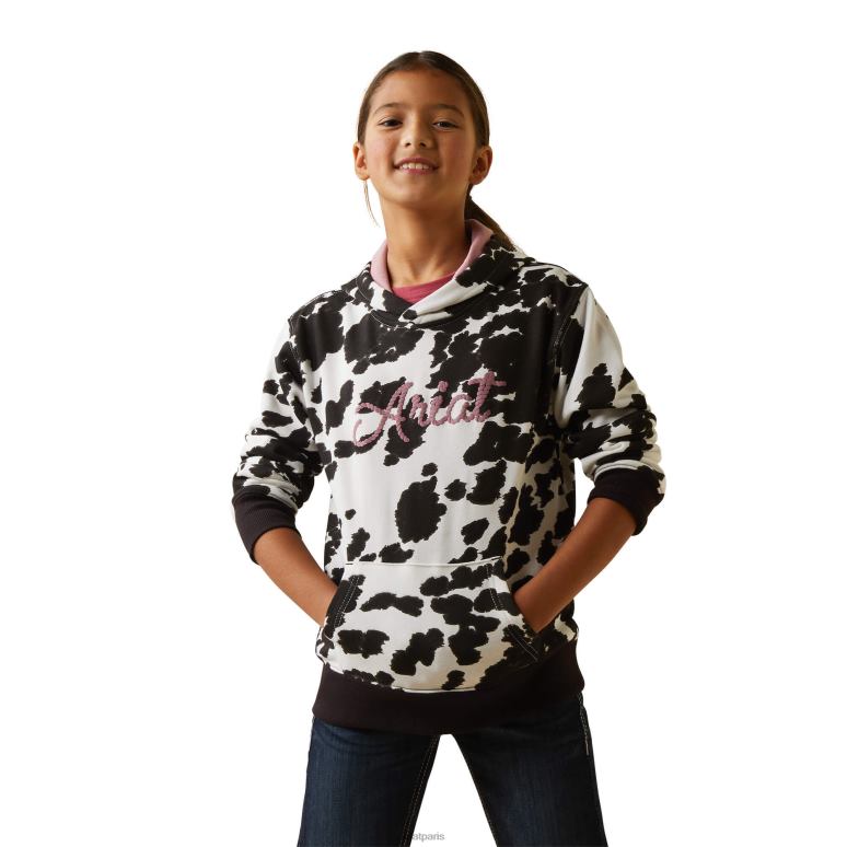 RJ66P4108 sweat à capuche en peau de vache Ariat vêtements Holstein enfants