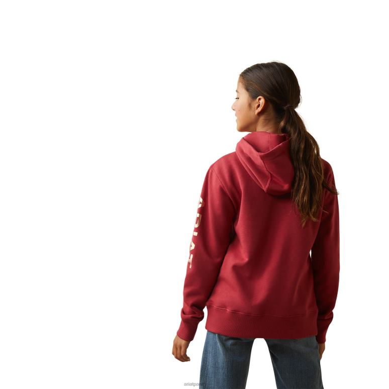 RJ66P4110 sweat à capuche avec logo sur le bras réel Ariat vêtements terre rouge enfants