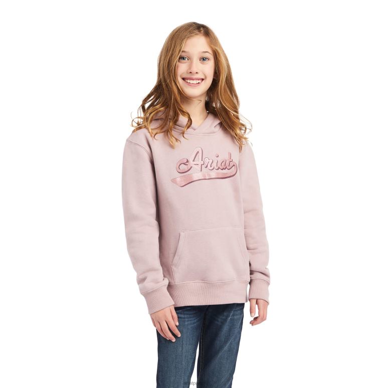 RJ66P4117 sweat à capuche avec logo à vraies paillettes Ariat vêtements nostalgie rose bruyère enfants