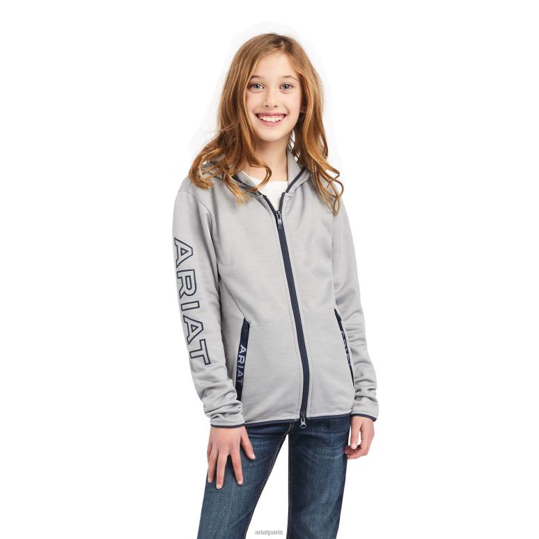 RJ66P4118 sweat à capuche zippé byron Ariat vêtements gris chiné enfants